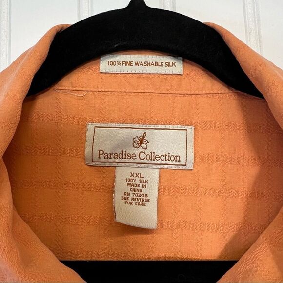 XXL 100% FINE WASHABLE SILK 🍑 color button up shirt - Picture 3 of 15